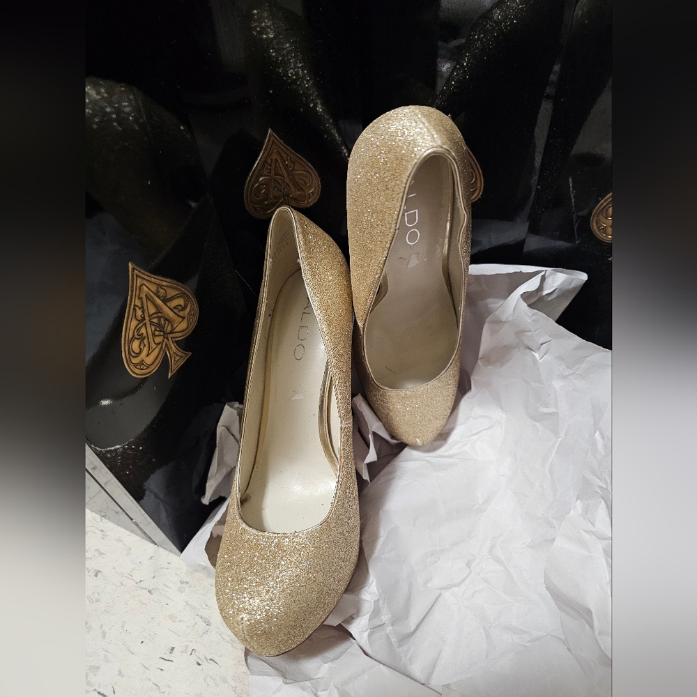 Zara golden disco shoes